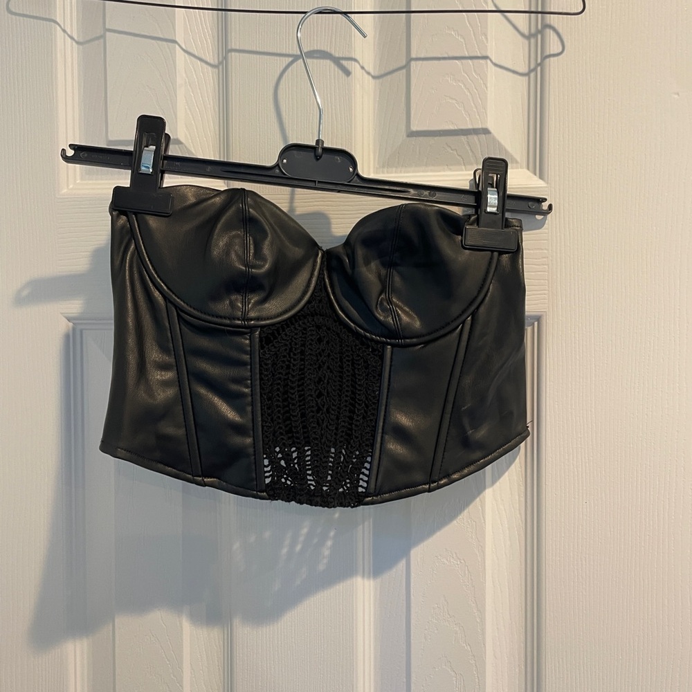 Zara Faux Leather Corset Top